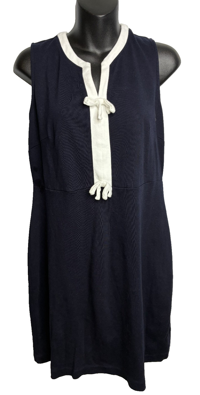 Talbots Women's Medium Petite Nautical Navy Dress, White Bows